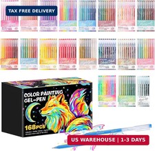 168 Color Gel Pens, 0.6 mm Fine Tip Gel Pens for Coloring-Portable Case gel pens