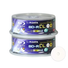 50 Pack Ridata Blu-ray BD-R DL Dual Layer 6X 50GB White Inkjet Hub white