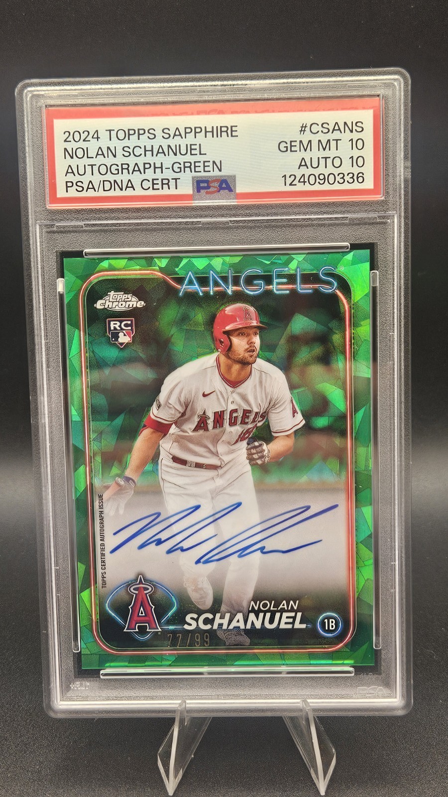2024 Topps Chrome Sapphire Edition Green /99 Nolan Schanuel Rookie Auto PSA 10