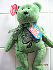 TY Beanie Baby Luckier Bear, With Clover, Play Online, Tags, Unused