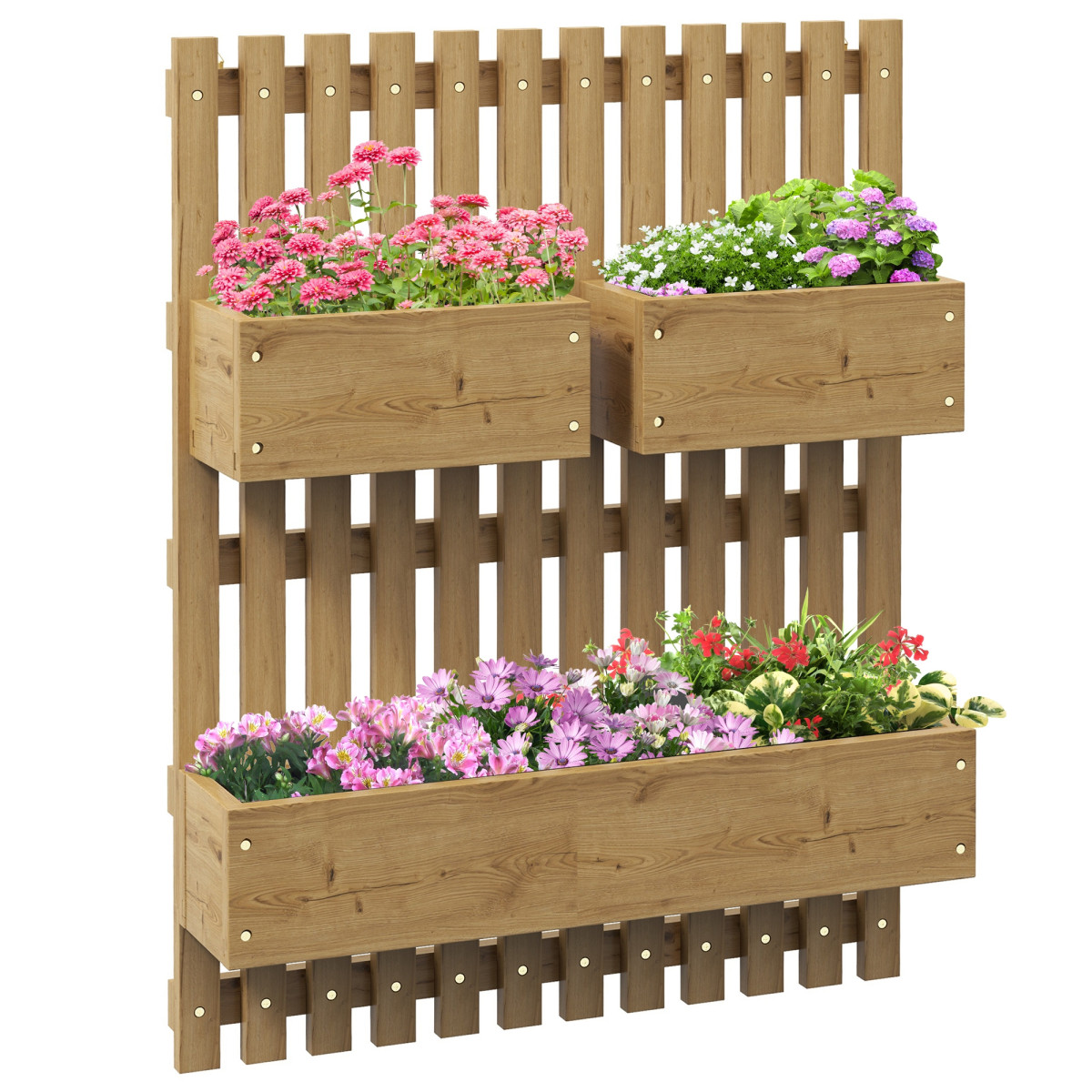 B&Q - Wooden Garden Planters With Trellis Wall-Mounted Raised Garden Bed - Image 2