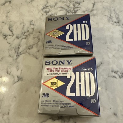 Sony 2HD 3.5  Floppy Disks   20 Pack   Sealed   Vintage NOS
