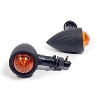 Bullet Mini Blinker Schwarz Grooved Chopper Bobber Custombike Motorrad