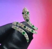 2Ct Round Cut Lab-Created Emerald Snake Anniversary Ring 14K White Gold Plated