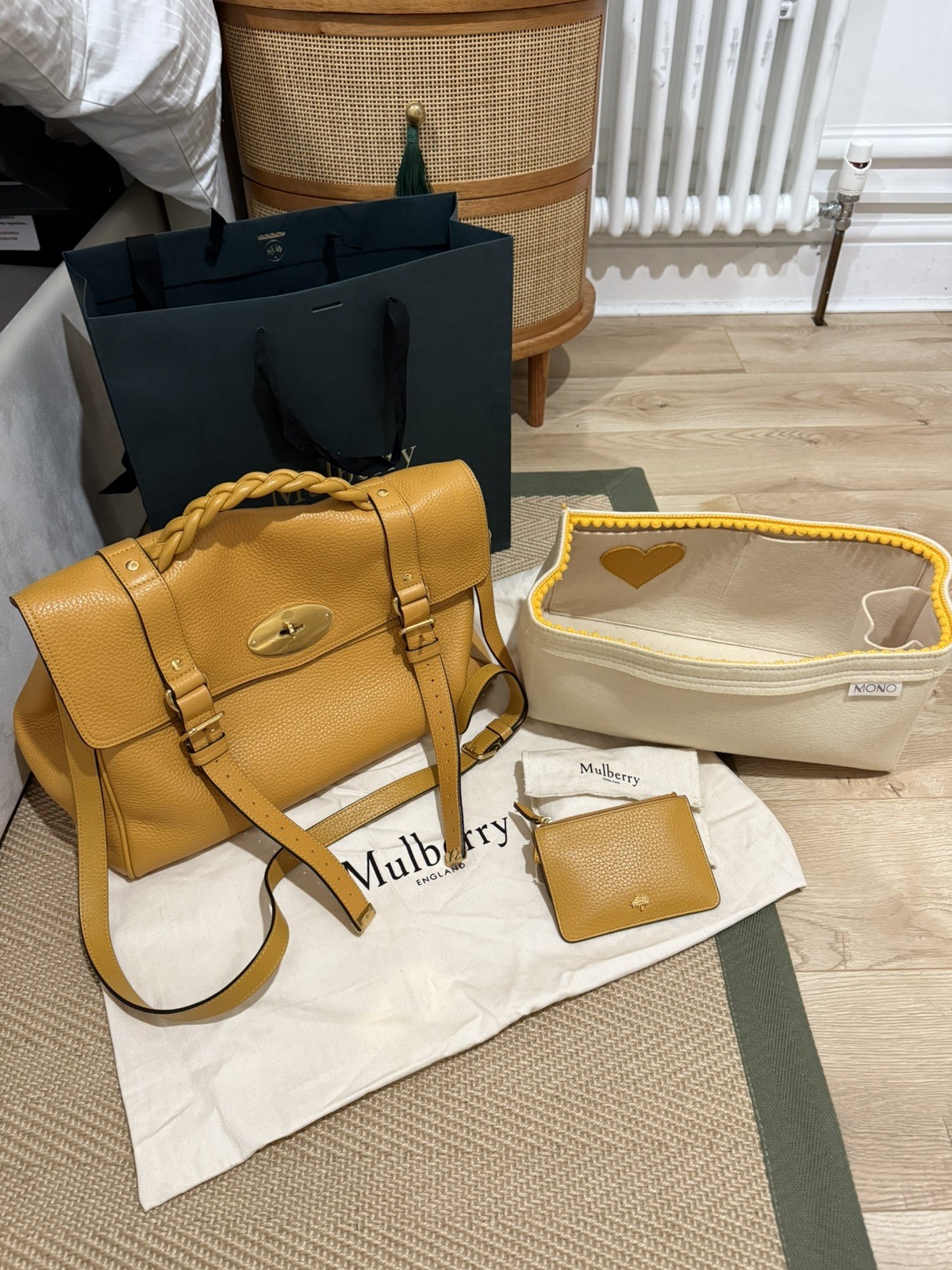 Mulberry Alexa Oversized Leather Bag & Coin/Card Purse in Deep Amber RRP £1480
