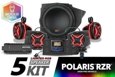 SSV Works 240-RZ34-PHZ4V 5-Speakers+Amp+JVC Controller for 2014-2023 Polaris RZR