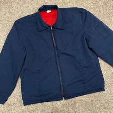 Vintage Mechanic Jacket Red Quilted Lined Men Size Large Made In USA Red Cap