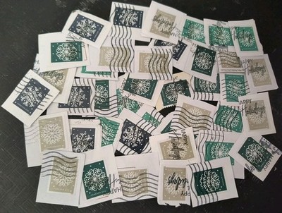 40 2024 Winter Whimsy USPS Forever Stamps, Cancelled, Used On Paper