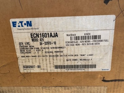 Eaton ECN1601AJA Freedon Nema Size 0 Starter AN16BNO with Disconnect New