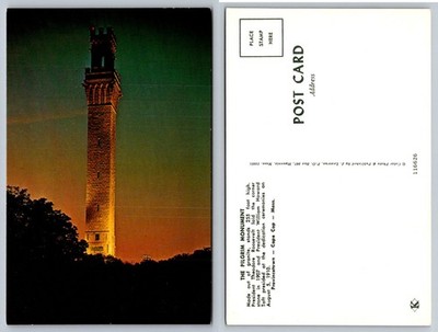 Pilgrim Monument Provincetown Cape Cod MA Vintage Postcard Night View