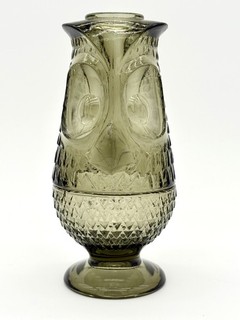 Vintage Viking Glass Charcoal Owl Glimmer Fairy Lamp MCM Candle Free Shipping