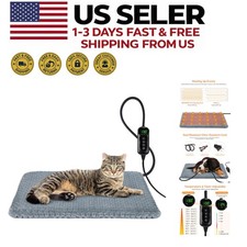 Small Heated Pet Pad - 18x16 Waterproof Adjustable Timer Heating Mat Dog Cat