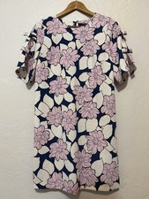Ann Taylor Coquette Floral Dress Size 6 Bow Cutout Sleeve Mod Garden Party