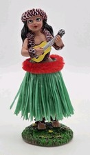 Hawaiian Hula Girl w Ukulele Dashboard Doll 6.25" Hawaii Souvenir CKC Co. LTD