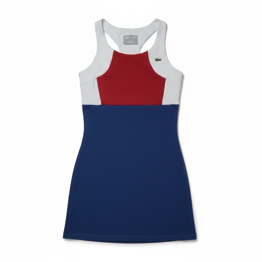 Lacoste Sport Womens 34 Tennis Dress Red White Blue Racerback Logo | eBay