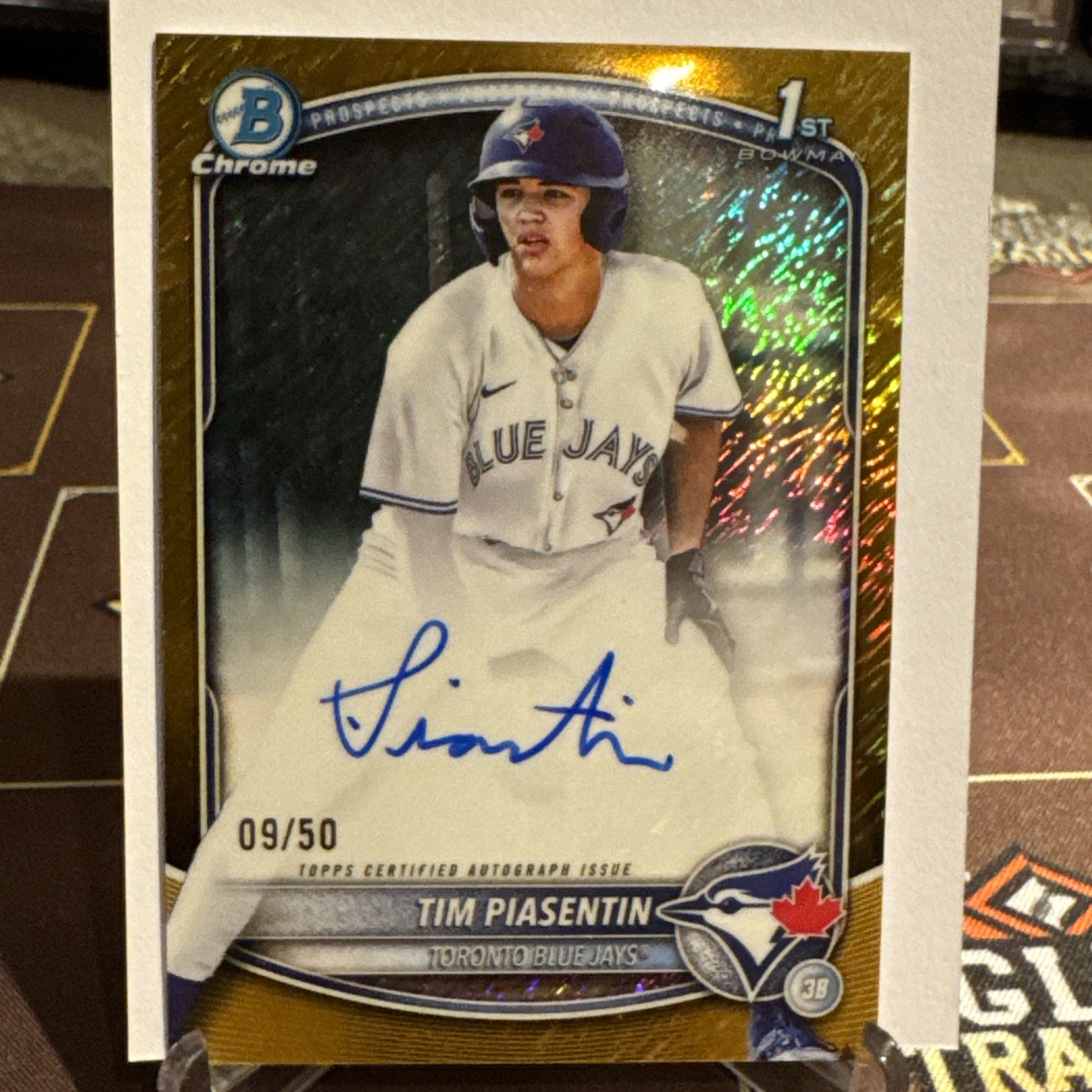 2025 Bowman Draft Chrome Prospect Auto Tim Piasentin #CPA-TP Gold Shimmer /50 🔥