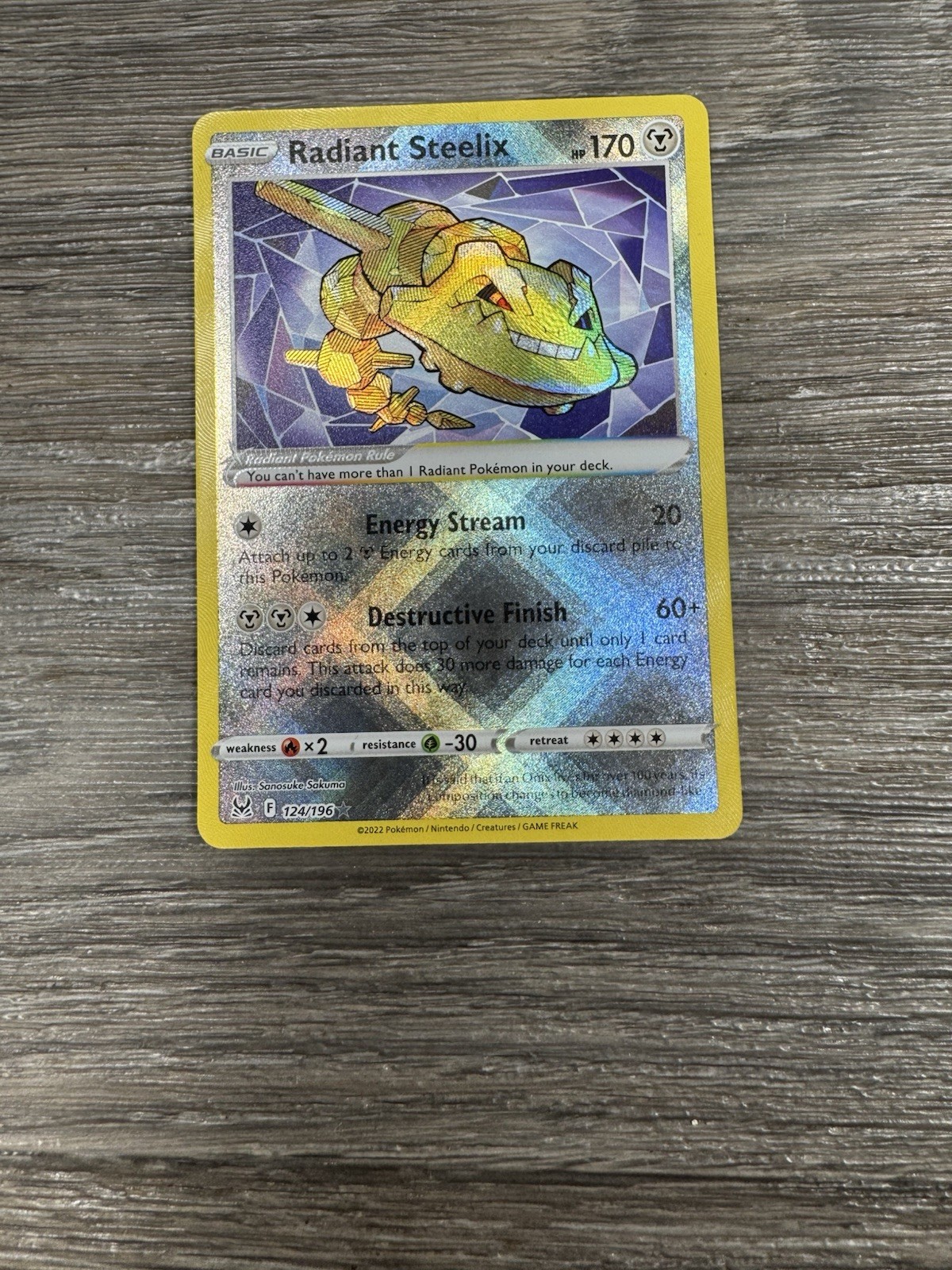 Radiant Steelix 124/196 Radiant Rare Lost Origin Pokemon TCG NM/MINT