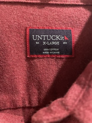 UntuckIT Men’s Sherwood Maroon Button Up Flannel Shirt. Size XL . Made In USA - Picture 5 of 12