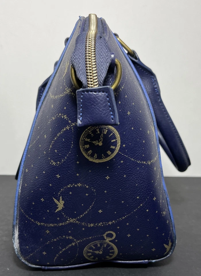 Loungefly Disney Tinker Bell & Peter Pan Satchel Bag Purse Night Sky Blue - Image 4 of 4
