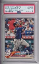 RONALD ACUNA JR 2018 TOPPS UPDATE BASEBALL ROOKIE CARD #US250 PSA GRADED 10 GM