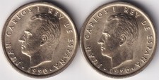 Espagne 100 Pesetas 1990 Juan Carlos I - 2 Monnaies Différentes - Sans