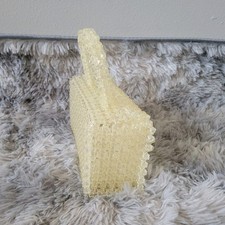 Ivory Beaded Top Handle Bag Elegant Structured Purse Vintage Style