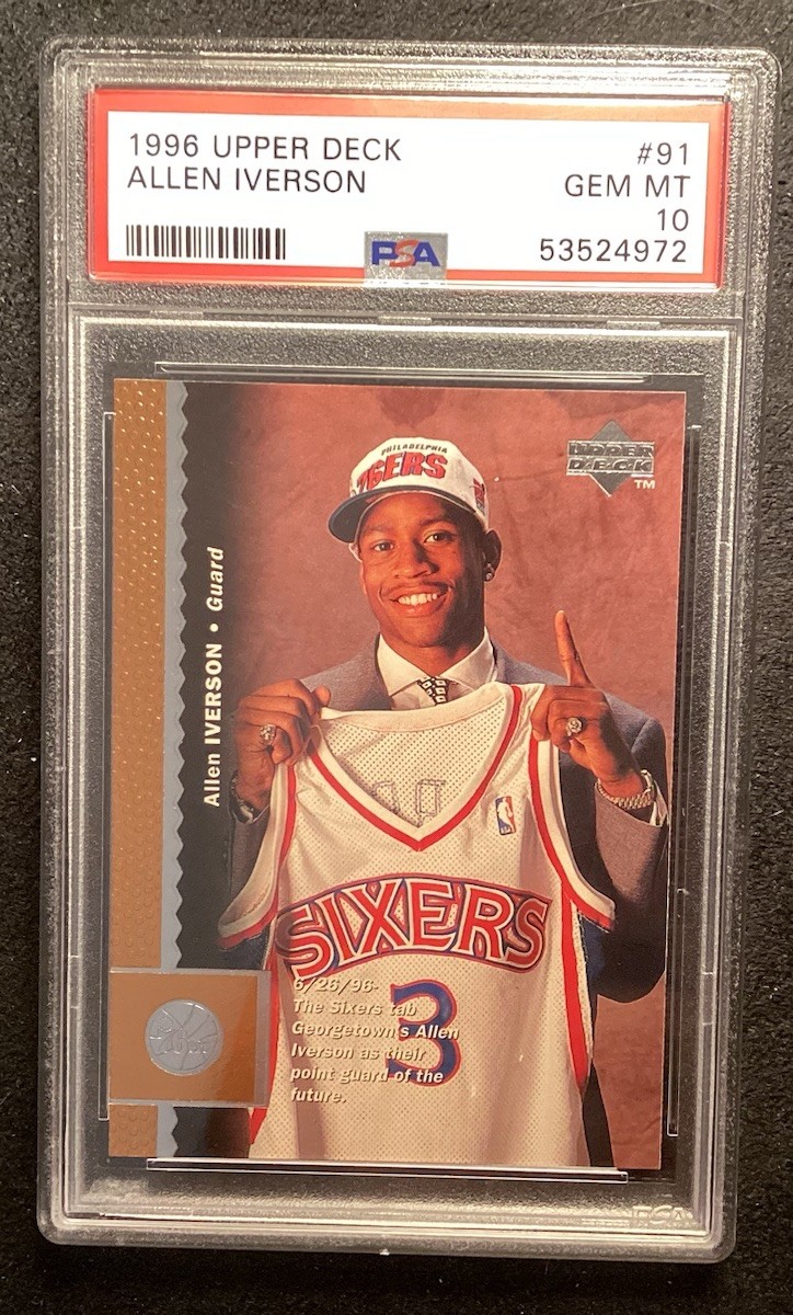 1996 UPPER DECK #91 ALLEN IVERSON ROOKIE RC PSA 10