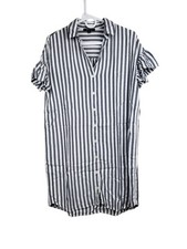 Madewell Black Striped Collared Shirt Dress Size XS Flutter Sleeve