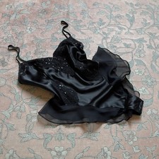 Vintage Victoria s Secret 1990s Black Satin Lace Bodysuit M