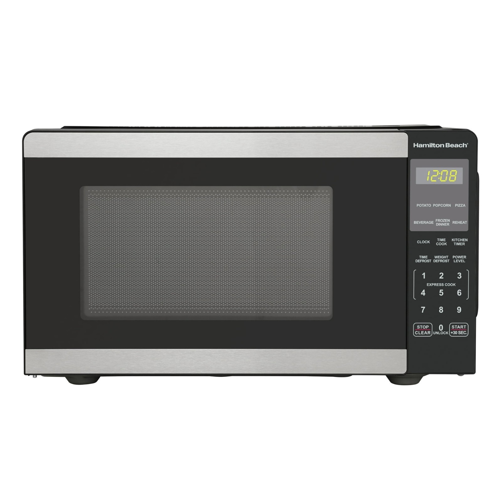 Hamilton Beach 0.9 Cu ft Countertop Microwave Oven, 900 Watts, Stainless Steel,