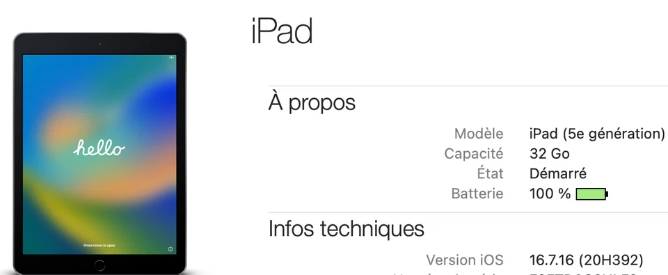 Apple iPad (5th generation) · 32GB · Wi-Fi, photo 2 sur 2