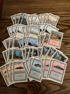 Mtg Revised Basic Land Lot x60 - Magic the Gathering Revised Land 4x Each Art LP
