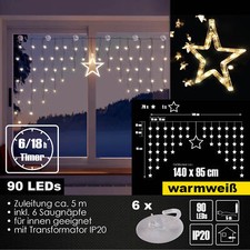 90er LED Stern Lichtervorhang Lichterkette Fensterlicht Weihnachten warmweiss