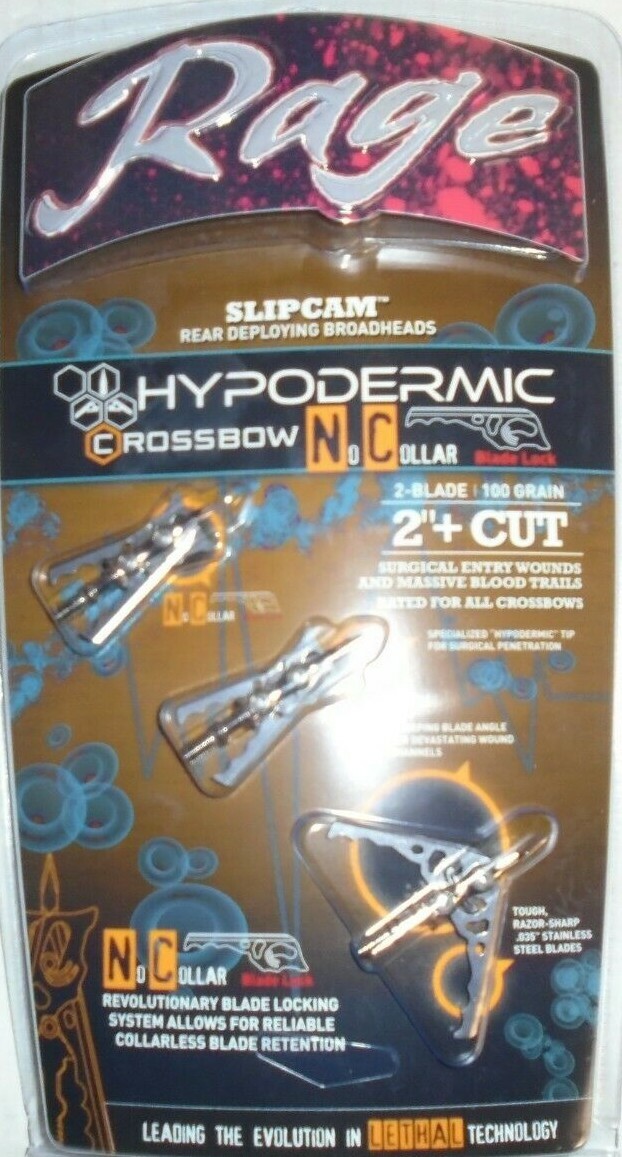 Rage Crossbow Hypodermic NC No Collar Mechanical Broadheads 100 - Foto 5