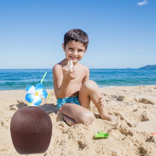 12Pcs Coconut Cups With Hibiscus Flower Straws For Hawaiian Luau Kids Party ECM - Picture 5 of 7