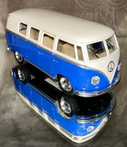 Kinsmart 5 In. VW 1962 Volkswagen Bus Pull-n-Go Diecast Model Toy 1:32 Blue EUC - Picture 10 of 16