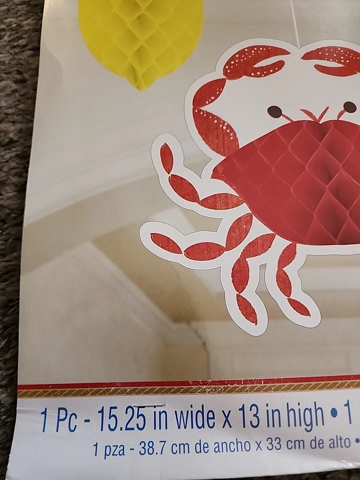 Decoraciones colgantes de panal cangrejo langosta 4 piezas 3 tamaños océano náutico Foto 4 de 4