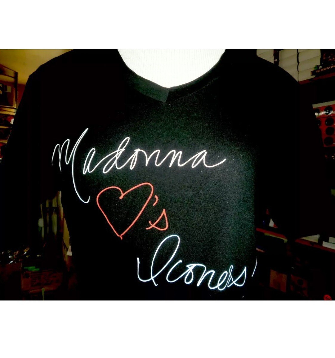 マドンナ Madonna Shirt Fan Club Promo Loves Iconers Icon Womens T Black Top