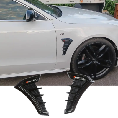 #ad 2x Black Sport Soft Racing Side Fender Vents Air Wing Cover Trim Car Accessories $15.99
