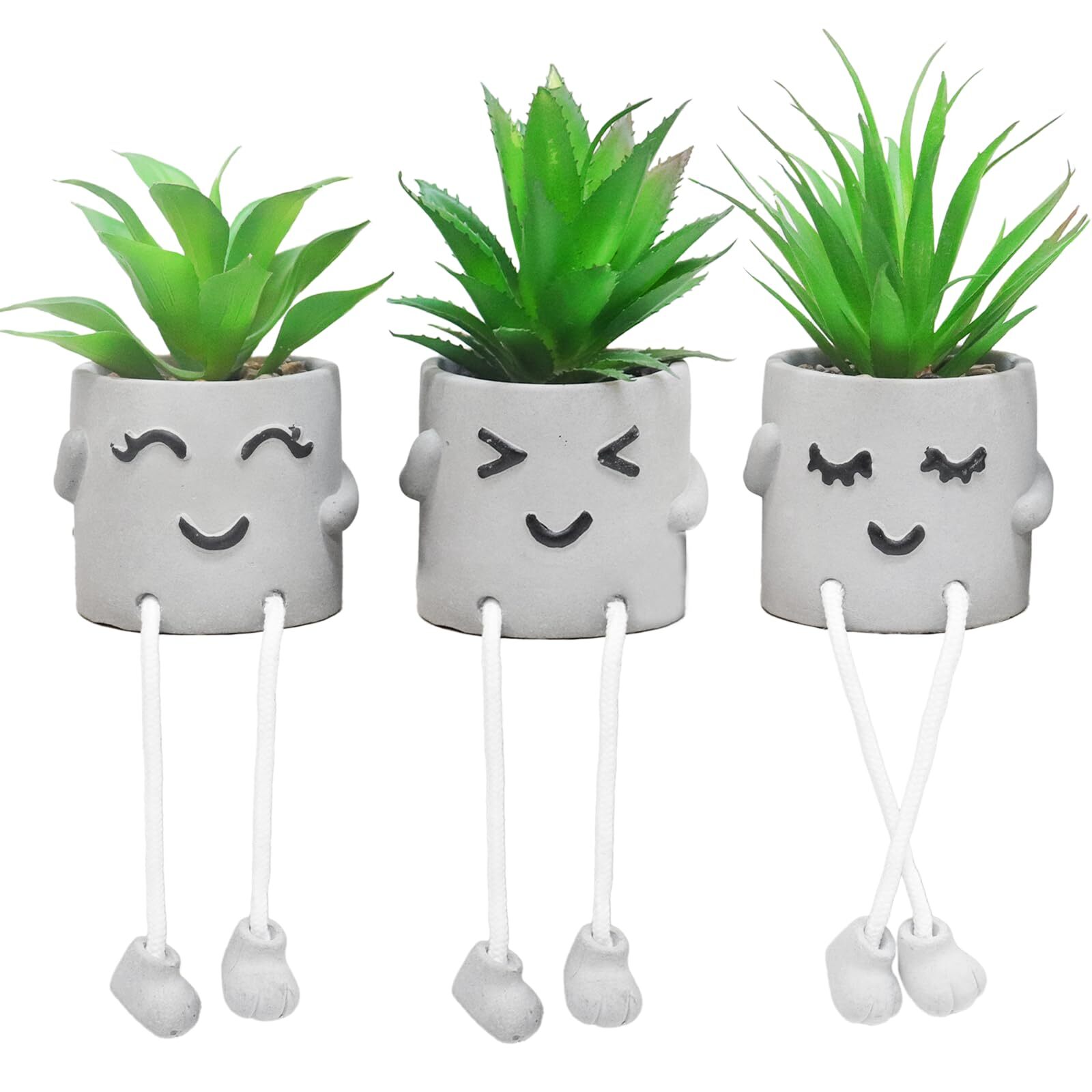 3 Pack Mini Artificial Succulent Plants for Office Desk Decor