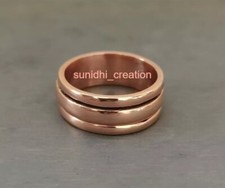 Pure Solid Plain Copper Healing Spinner Ring Band for Men Women