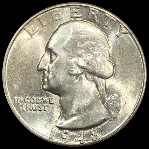 1948 Washington Quarter BU+ Brilliantly Uncirculated Better Date 25C Flashy A360