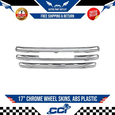 Grille Insert Overlay, Chrome, ABS Plastic 3 Piece For 2019-2022 GMC Sierra 1500