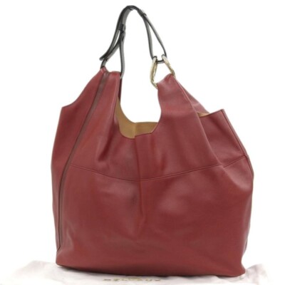 Delvaux Red Black GIVRY WITH ME Calfskin Shoulder Tote Bag From