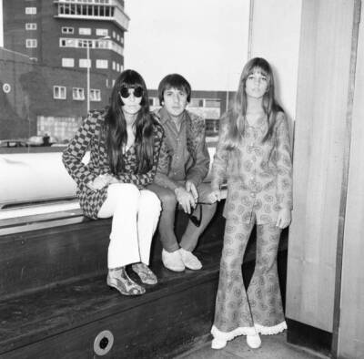 Sonny Bono & Cher pictured at London Heathrow Airport with Chers y- Old Photo