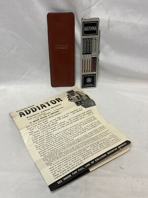Vtg Arithma Addiator Precision Adding Machine Metal Pen Instructions ...