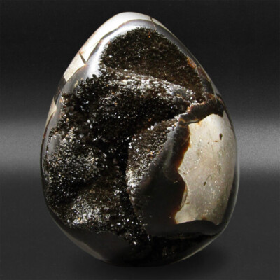Black Septarian  DRAGON EGG  dragonstone crystal mineral geode Madagascar