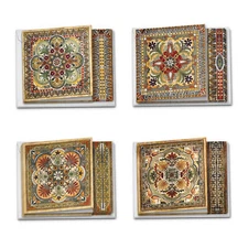 12 Assorted Blank Note Cards (4 Designs, 3 Ea) - Ornate Tiles MQ4609OCB-B3x4