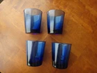 4 Vintage Glasses Anchor Hocking Cobalt Blue  4" Low Ball