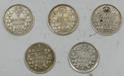 1899(2) 1900 1906 1912 CANADA 5C KM-2 & OTHERS LOT/5 - ORIGINAL & PROBLEM FREE - Picture 2 of 2